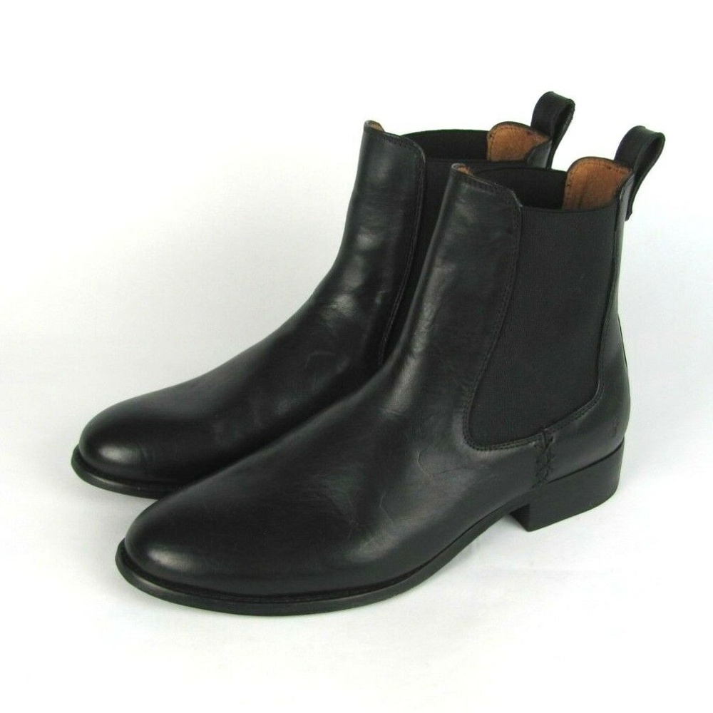 Frye Black Leather Ankle Boots